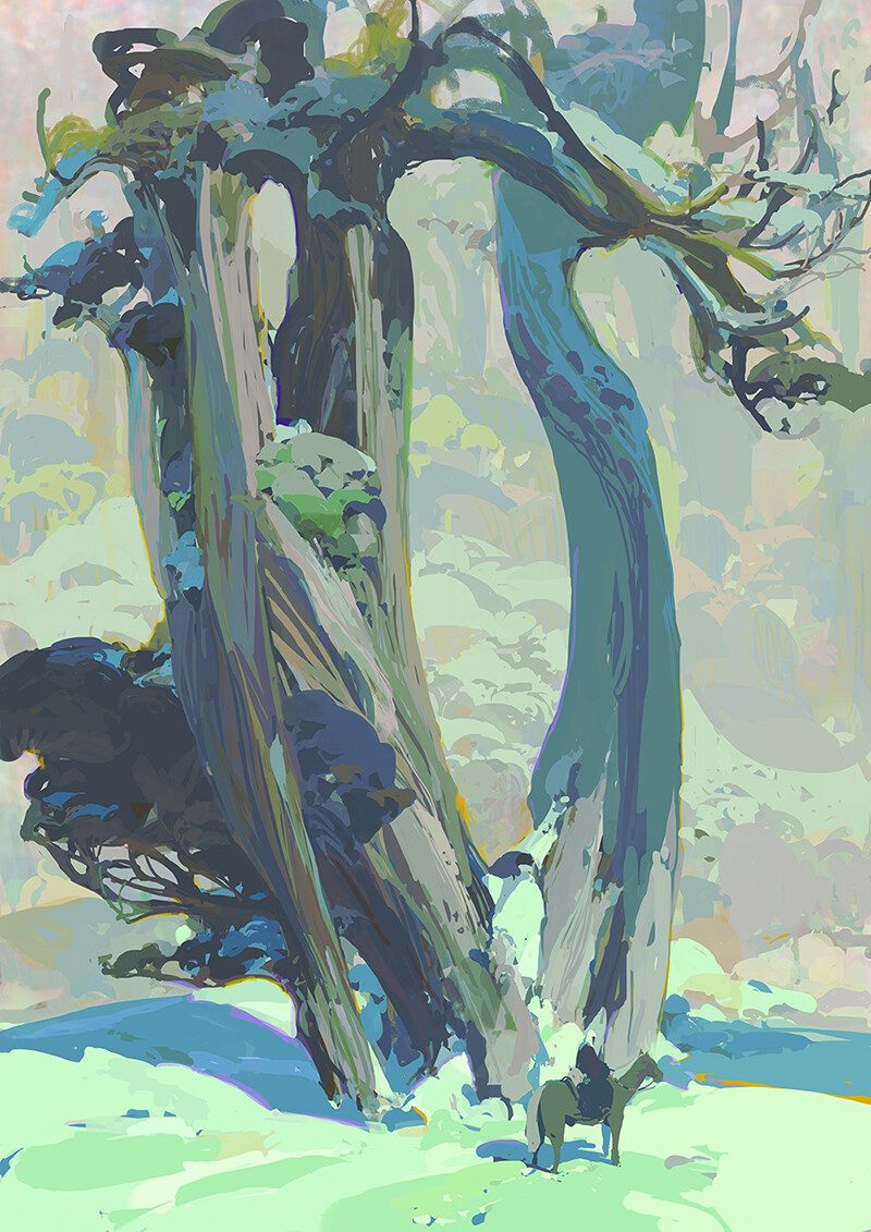 Min Yum Digital Art tree pastels