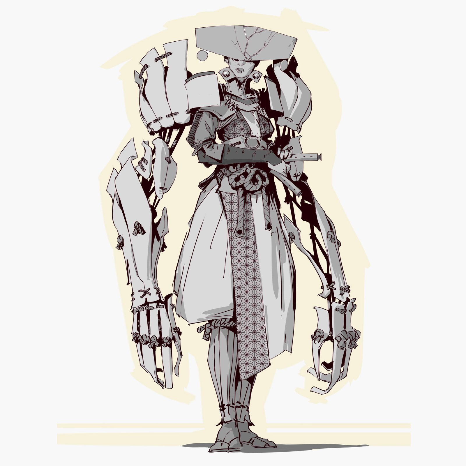 Tyler Jacobson Concept Sketch Magic the Gathering Mech Armor for Kamigawa: Neon Dynasty